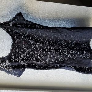 Black Lace Mesh Sheer See Through Camisole Layering Lingerie Tank Top Fits Small